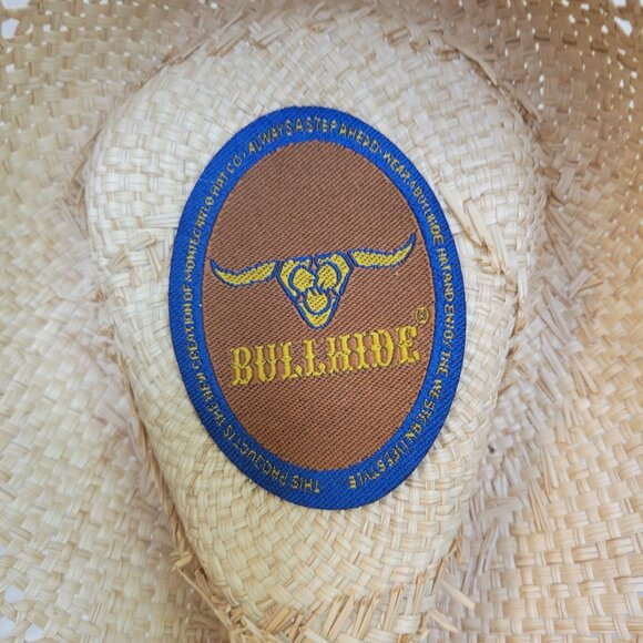 Bullhide Straw Cowboy Hat Womens Small Leather Beaded Concho Band Western Rodeo - Picture 7 of 15